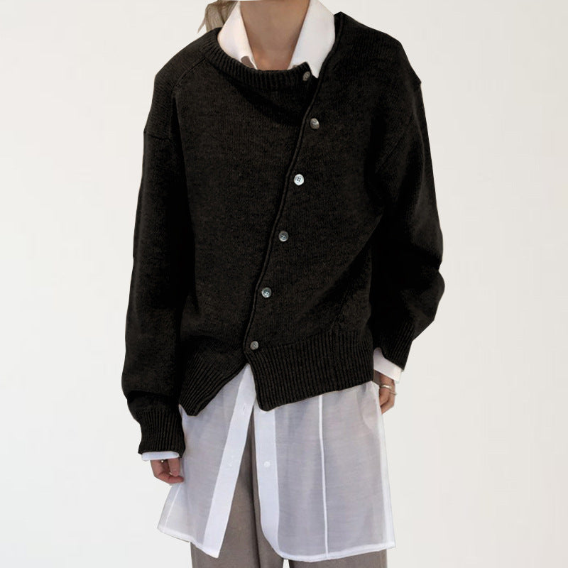 ANGELA -  ASYMMETRICAL BUTTON-UP CARDIGAN